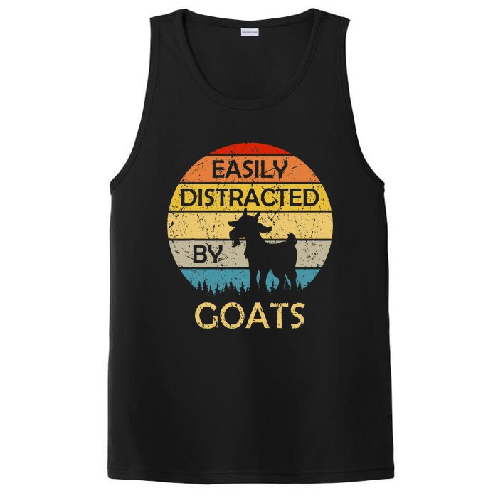 Easily Distracted By Goats Retro Vintage Funny Goat Lover PosiCharge Competitor Tank