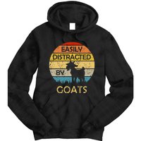 Easily Distracted By Goats Retro Vintage Funny Goat Lover Tie Dye Hoodie