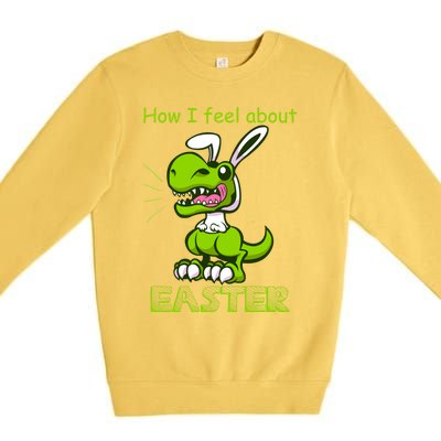 Easter Dinosaur Bunny Ears Funny Gift Premium Crewneck Sweatshirt