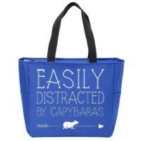 Easily Distracted By Capybaras Gift For Women Mammal Zip Tote Bag