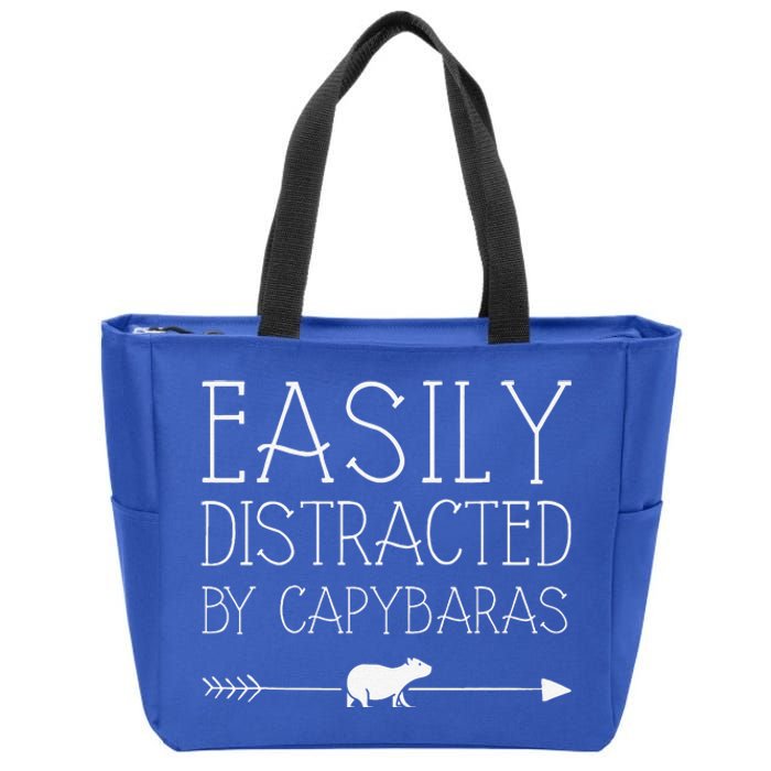 Easily Distracted By Capybaras Gift For Women Mammal Zip Tote Bag