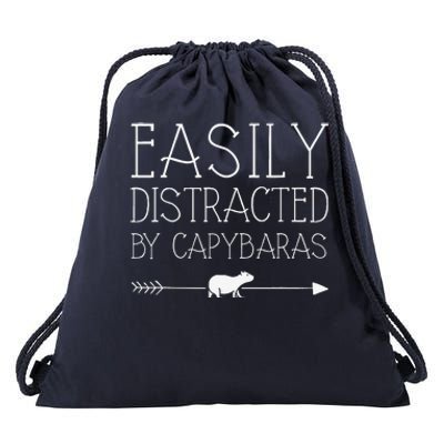 Easily Distracted By Capybaras Gift For Women Mammal Drawstring Bag