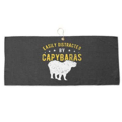 Easily Distracted By Capybaras Large Microfiber Waffle Golf Towel