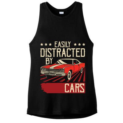Easily Distracted By Cars Classic Muscle Car Guy Car Lover Ladies PosiCharge Tri-Blend Wicking Tank