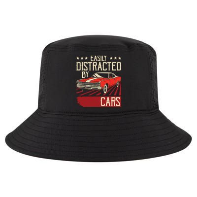 Easily Distracted By Cars Classic Muscle Car Guy Car Lover Cool Comfort Performance Bucket Hat