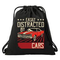 Easily Distracted By Cars Classic Muscle Car Guy Car Lover Drawstring Bag