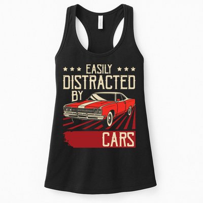 Easily Distracted By Cars Classic Muscle Car Guy Car Lover Womens Tank Top