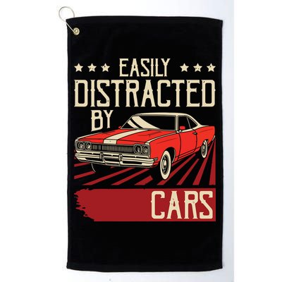 Easily Distracted By Cars Classic Muscle Car Guy Car Lover Golf Towel