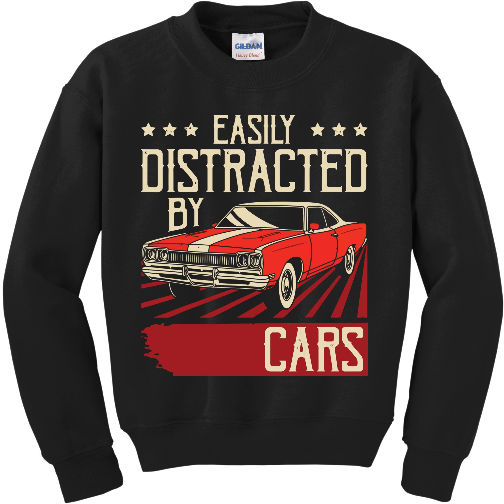 Easily Distracted By Cars Classic Muscle Car Guy Car Lover Kids Sweatshirt