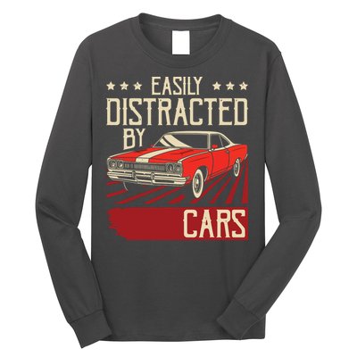 Easily Distracted By Cars Classic Muscle Car Guy Car Lover Long Sleeve Shirt