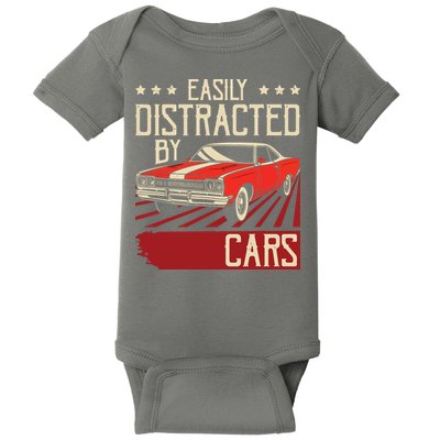 Easily Distracted By Cars Classic Muscle Car Guy Car Lover Baby Bodysuit