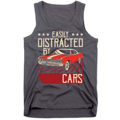 Easily Distracted By Cars Classic Muscle Car Guy Car Lover Tank Top