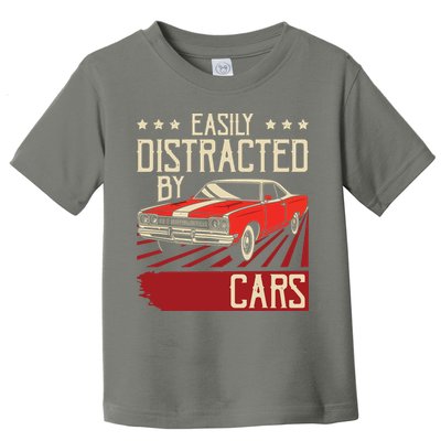 Easily Distracted By Cars Classic Muscle Car Guy Car Lover Toddler T-Shirt