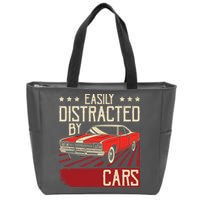Easily Distracted By Cars Classic Muscle Car Guy Car Lover Zip Tote Bag