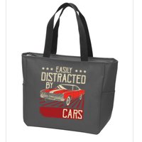 Easily Distracted By Cars Classic Muscle Car Guy Car Lover Zip Tote Bag