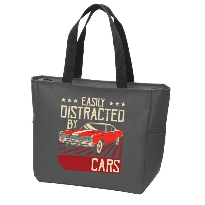 Easily Distracted By Cars Classic Muscle Car Guy Car Lover Zip Tote Bag