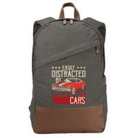 Easily Distracted By Cars Classic Muscle Car Guy Car Lover Cotton Canvas Backpack