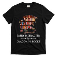 Easily Distracted By Dragons And Books Book & Dragon T-Shirt