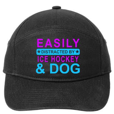 Easily Distracted By Ice Hockey And Dog 7-Panel Snapback Hat