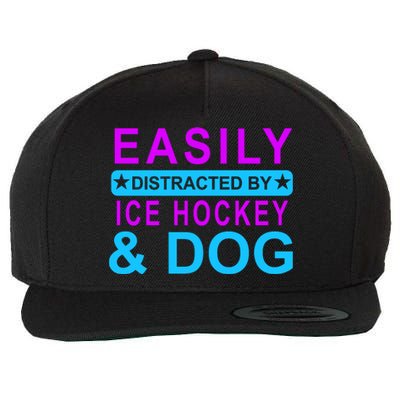 Easily Distracted By Ice Hockey And Dog Wool Snapback Cap