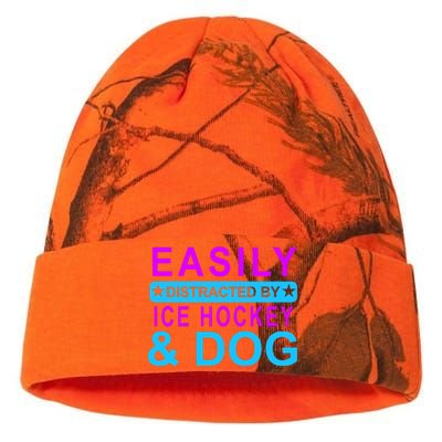 Easily Distracted By Ice Hockey And Dog Kati Licensed 12" Camo Beanie