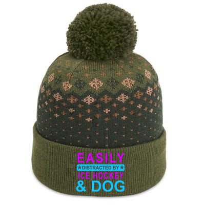 Easily Distracted By Ice Hockey And Dog The Baniff Cuffed Pom Beanie