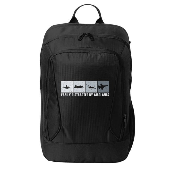 Easily Distracted By Airplanes Aviation Pilot Airplane Cool Gift City Backpack