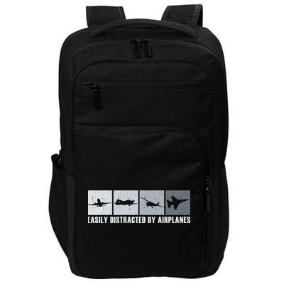 Easily Distracted By Airplanes Aviation Pilot Airplane Cool Gift Impact Tech Backpack