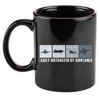 Easily Distracted By Airplanes Aviation Pilot Airplane Cool Gift 11oz C Handle Ceramic Mug