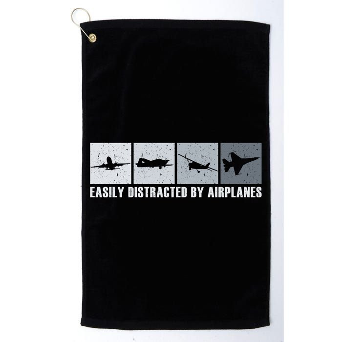 Easily Distracted By Airplanes Aviation Pilot Airplane Cool Gift Golf Towel