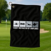 Easily Distracted By Airplanes Aviation Pilot Airplane Cool Gift Golf Towel