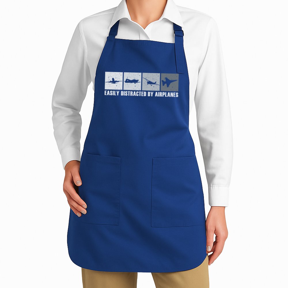 Easily Distracted By Airplanes Aviation Pilot Airplane Cool Gift Apron