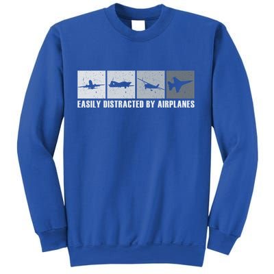 Easily Distracted By Airplanes Aviation Pilot Airplane Cool Gift Sweatshirt