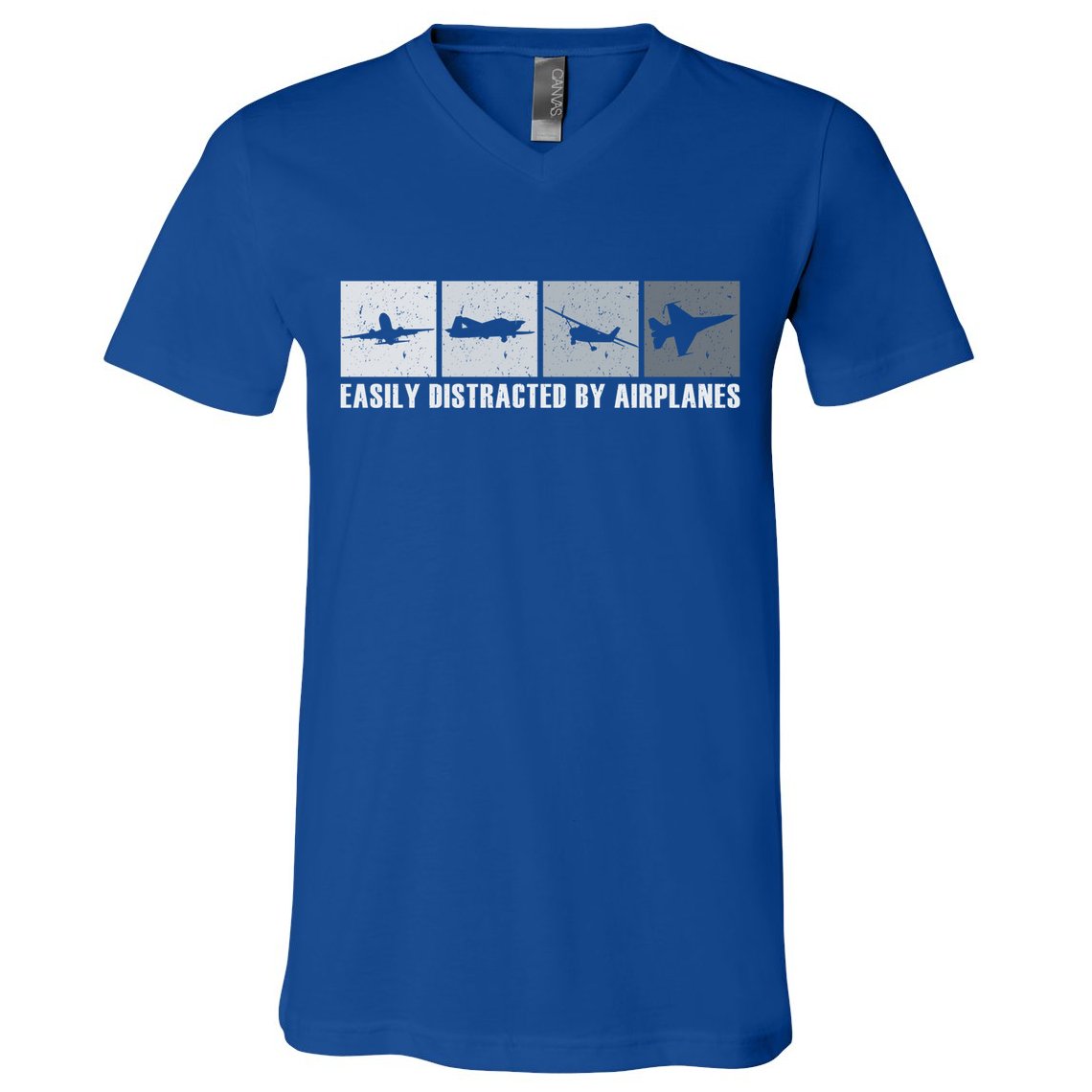 Easily Distracted By Airplanes Aviation Pilot Airplane Cool Gift V-Neck T-Shirt