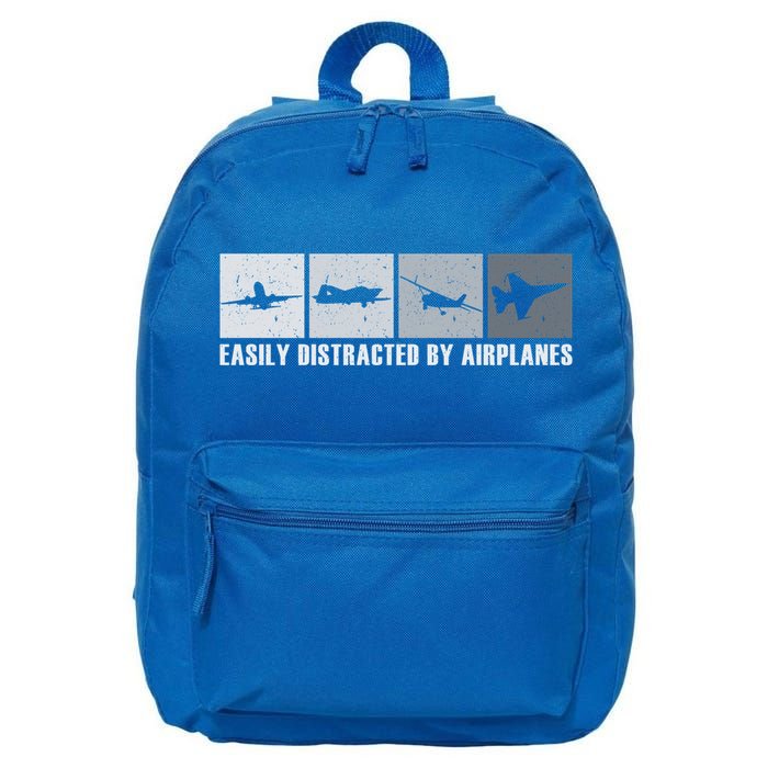 Easily Distracted By Airplanes Aviation Pilot Airplane Cool Gift 16 in Basic Backpack