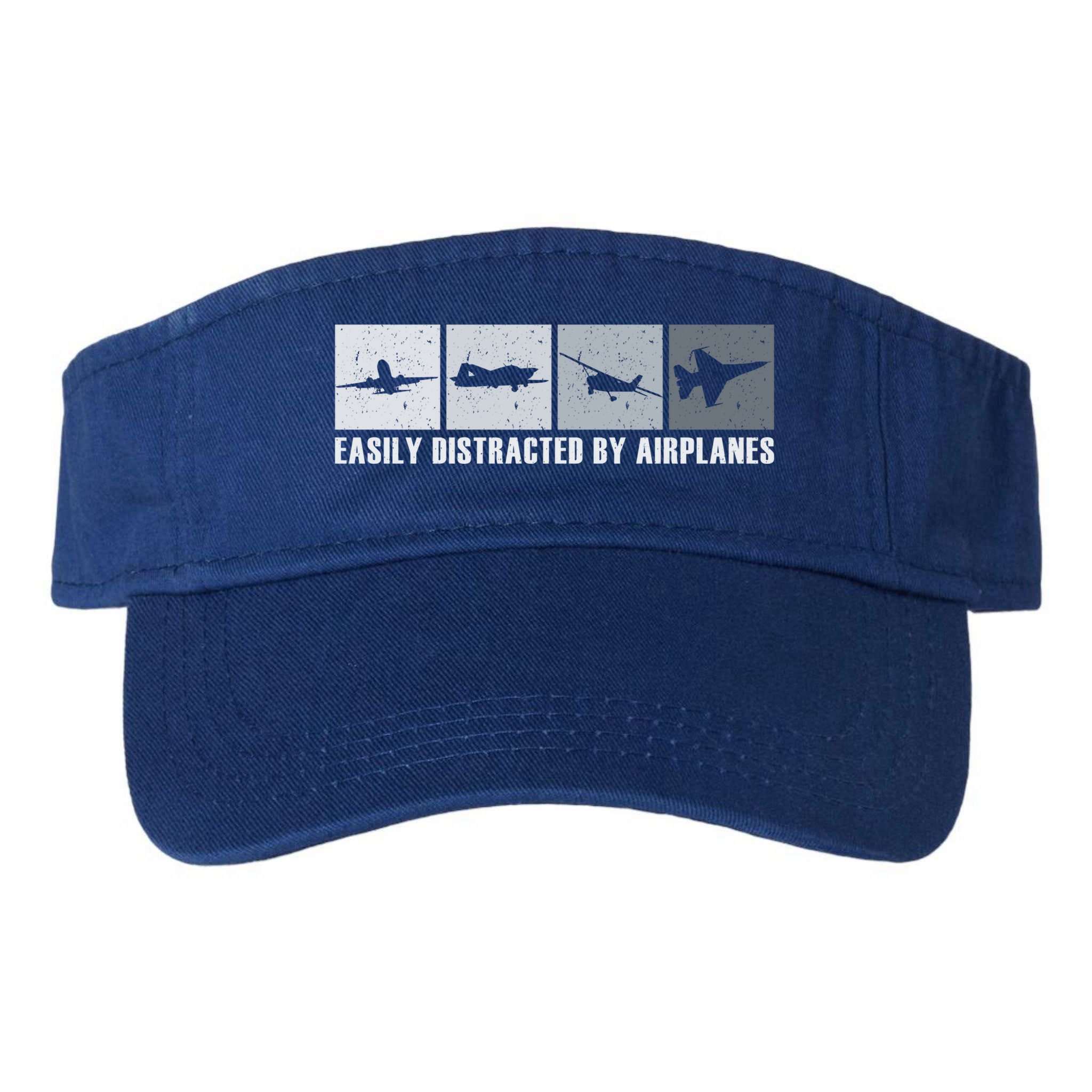 Easily Distracted By Airplanes Aviation Pilot Airplane Cool Gift Visor