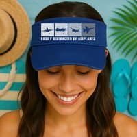 Easily Distracted By Airplanes Aviation Pilot Airplane Cool Gift Visor