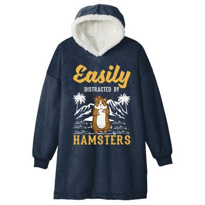 Easily Distracted By Hamsters Gift Hooded Wearable Blanket