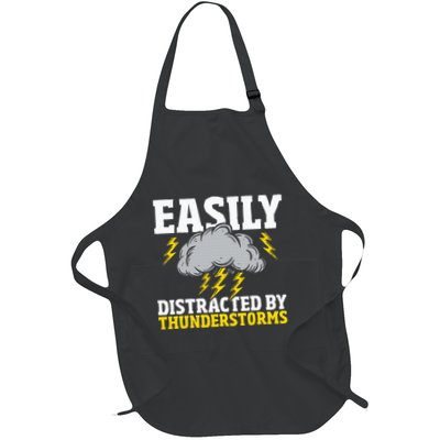 Easily Distracted By Thunderstorms Weather Meteorologist Full-Length Apron With Pockets