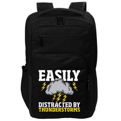 Easily Distracted By Thunderstorms Weather Meteorologist Impact Tech Backpack