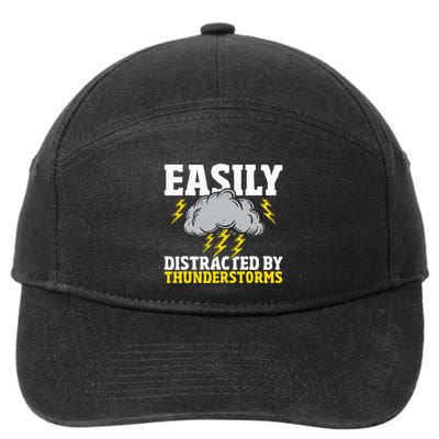 Easily Distracted By Thunderstorms Weather Meteorologist 7-Panel Snapback Hat