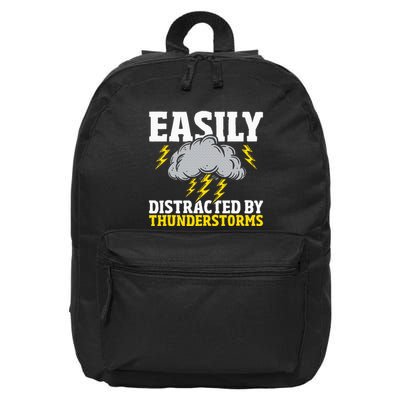 Easily Distracted By Thunderstorms Weather Meteorologist 16 in Basic Backpack