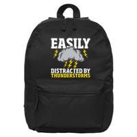 Easily Distracted By Thunderstorms Weather Meteorologist 16 in Basic Backpack