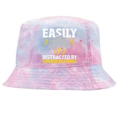 Easily Distracted By Thunderstorms Weather Meteorologist Tie-Dyed Bucket Hat