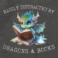 Easily Distracted By Dragons And Books Introvert Funny Vector Backpack