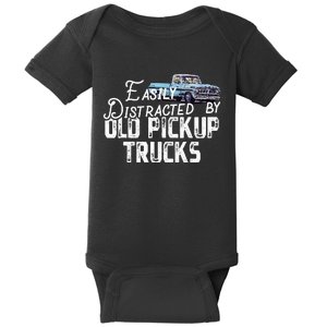 Easily Distracted By Old Pickup Trucks Cute Trucker Baby Bodysuit