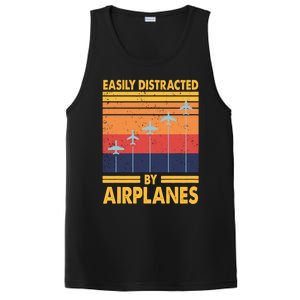 Easily Distracted By Airplanes Funny Pilot Airplane Lover Cute Gift PosiCharge Competitor Tank