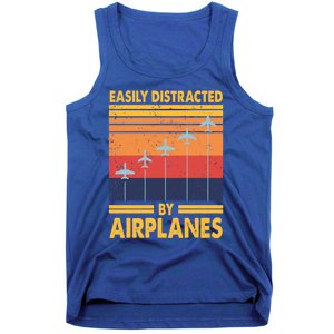 Easily Distracted By Airplanes Funny Pilot Airplane Lover Cute Gift Tank Top