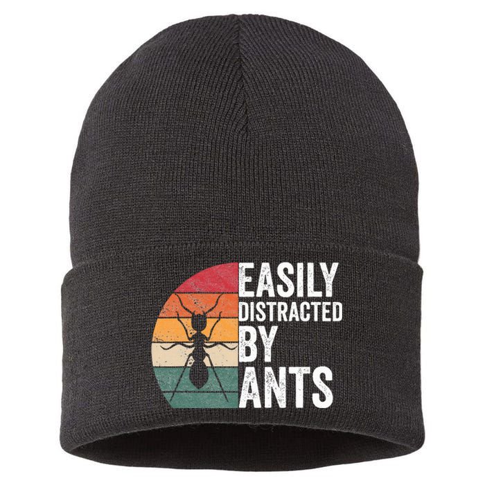 Easily Distracted By Ants Insect Ant Keeper Farm Sustainable Knit Beanie