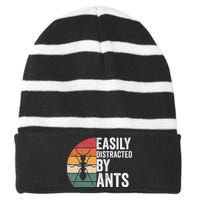 Easily Distracted By Ants Insect Ant Keeper Farm Striped Beanie with Solid Band